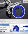 Thicker PTFE Teflon Plumbers Tape Half Inch By 520 Inches Pack Of 8 For Leak Proof Water Pipe Sealing, MEBMIK.