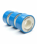 Three Quarter Inch PTFE Thread Tape for Plumbers White Teflon Tape 520 Inches Long shown in blue spools