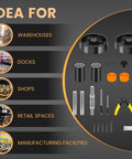PTH50 Pallet Jack Wheel Replacement Kit Set for Crown PTH50 shown with tools, axles, and polyurethane wheels for warehouses and shops.