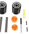 Front Load Wheel Replacement Kit For Crown PTH50 Pallet Jack With Axles Bearings And Hardware Includes 2 Black 2.75 X 3.75 Inch Front Load Rollers Entry And Exit Rollers Polyurethane Tread 95A Black 20mm