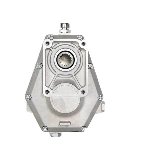 Front view of Speed Increaser PTO Gearbox Group 2 Type KM6001-6A PTO Reverser for Tractor Goup 2 Gear Pump, steel construction.