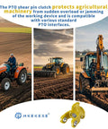 Three tractors using the 1-3/8" 6 Spline Torque Nm 1400, PTO Yoke Shear Bolt Torque Limiter in agricultural fields.