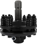 Front view of PTO Slip Clutch, 1-3/8" 6 Splines Both Ends Slip Clutch, Adjustable Rotary Cutter Brush Hog Slip Friction Clutch, black finish.