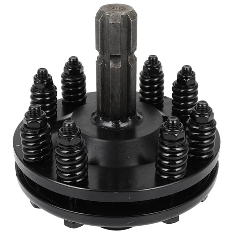 Front view of PTO Slip Clutch, 1-3/8" 6 Splines Both Ends Slip Clutch, Adjustable Rotary Cutter Brush Hog Slip Friction Clutch, black