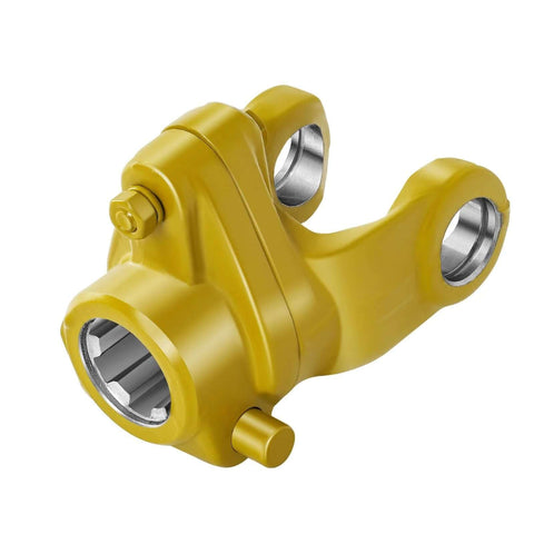 1-3/8" 6 Spline Torque Nm 1400, PTO Yoke Shear Bolt Torque Limiter showcasing yellow yoke and spline interior
