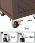 Heavy Duty PU Wheel Caster Set With 360 Degree Swivel Casters And Double Brakes, M12 Threaded Stem, close-up of brake mechanism