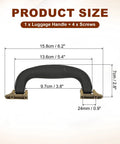 Product size chart for PU Leather Luggage Handle Replacement Strap For Travel Bags Guitar And Musical Boxes Gift Boxes Vintage U Shape With 0.9 Inch Hole Spacing 6.2 By 2.8 Inch Overall Size Inner 3.8 Inch Outer 5.4 Inch Available In Black Or Bronze showing dimensions.