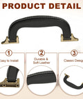 PU Leather Luggage Handle Replacement Strap For Travel Bags Guitar And Musical Boxes Gift Boxes Vintage U Shape With 0.9 Inch Hole Spacing 6.2 By 2.8 Inch Overall Size Inner 3.8 Inch Outer 5.4 Inch Available In Black Or Bronze shown in detail with classic design, durable leather, and easy installation.