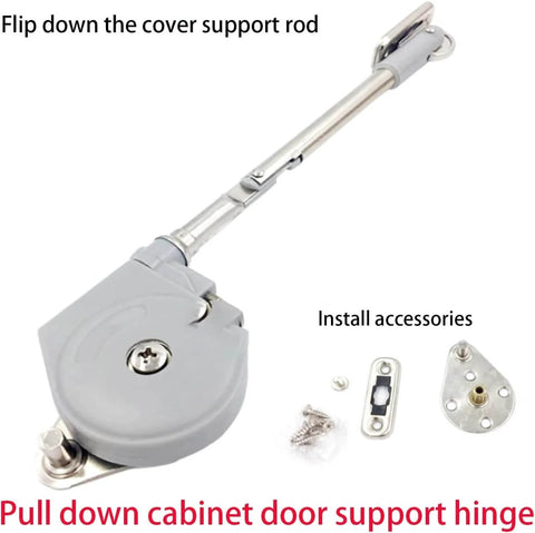 Front Desk Soft Open Cabinet Hinge Pull-Down, 105 ° Pull-Down Support Hinge, with installation accessories and support rod