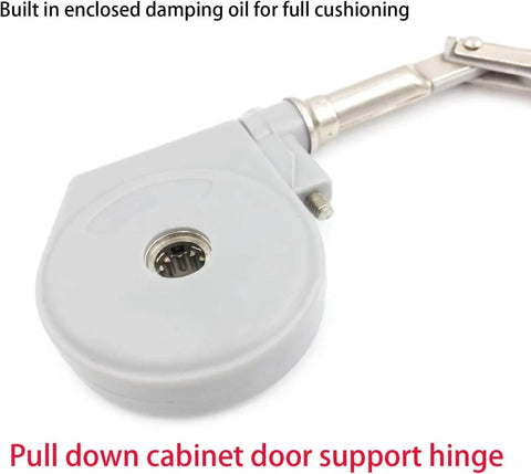 Front Desk Soft Open Cabinet Hinge Pull-Down, 105 ° Pull-Down Support Hinge, showing enclosed damping oil for cushioning, MEIYOULE