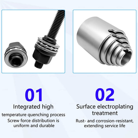 Close-up of Universal 30 Piece Pull And Press Sleeve Bushing Kit components showing high temperature quenching and electroplating treatment.