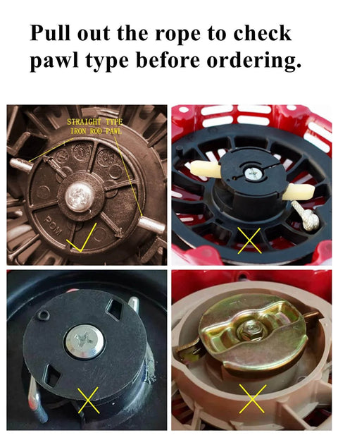 Comparison of pawl types for Pull Start Assembly for Generac Generators 196cc 208cc 212cc GP3250 GP3300 Recoil Starter
