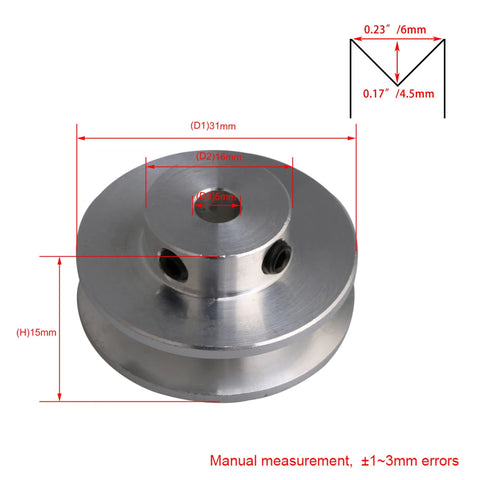 Aluminum single groove pulley with 31mm diameter and 5mm bore provides a compact, reliable belt drive for small DIY machines.