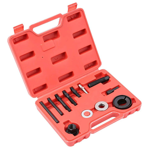 12 Piece Pulley Puller Remover And Installer Kit For Power Steering Pump And Alternator Pulleys in red carrying case