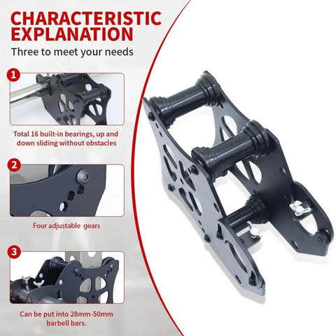 Pulley system for gym power rack attachments with glider and adjustable gears, suitable for Smith machines and cable crossovers.