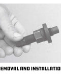 Hand holding a component from the Power Steering and Alternator Pulley Remove and Install Tool Set, 648605.