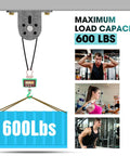 Cable Rope Bearing Pulley Wheel, Wall-Mounted Fixed Pulley Weight System for Home Gym, Ceiling Mount Accessories shown lifting 600 lbs