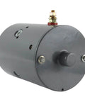 Pump Motor Compatible With Monarch 8111 8111D 8112 Western Plow M3100, front view showing circular end cap and mounting bolts