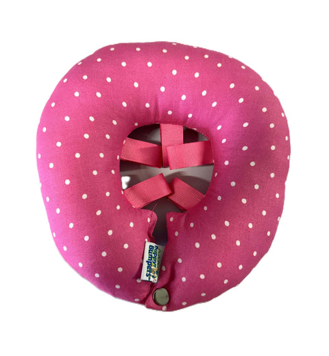 Pink Dots Stuffed Safety Fence Collar For Pups Up To 10 Inches Made In USA 100 Percent Cotton Washable Fence Barrier To Prevent Escapes