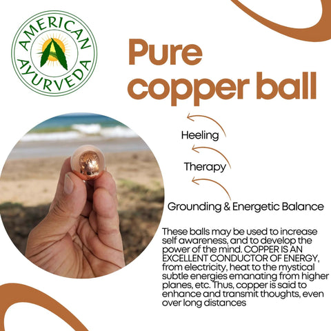 Person holding 1.1 inches Copper Ball for Healing Therapy, Grounding & Energetic Balance. Copper Metal Ball brings Integrity and Clear Thinking.