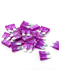 20 Pack 3 Amp Blade Fuses For Automotive Use, Fast Acting 3A Auto Fuses 12V 24V 32V For Cars, Trucks, Motorcycles, SUVs, Boats, RVs, Built Tough With Zinc Alloy Conductivity, scattered view