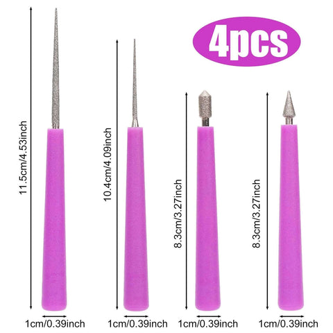 Purple Diamond Tipped Bead Reamer Set Of Four For Jewelry Making Hole Enlarger Tools With Durable Plastic Handles Includes Three Sizes For Enlarging Holes In Plastic Glass And Metal Beads For Easy Beadwork
