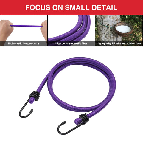Heavy Duty Bungee Cords Set With Metal Hooks In Color Coded Lengths 10, 18, 24, 30, 36, 48 Inches 22 Piece Storage Jar Bundle close-up