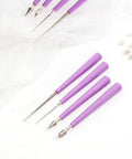 Four Piece Diamond Tipped Bead Reamer Set Hole Enlarger Tools For Glass Plastic Metal Wood Beads Jewelry Making Beading Hole Opener Kit Purple Color Pack