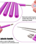 Purple Diamond Tipped Bead Reamer Set Of Four For Jewelry Making Hole Enlarger Tools With Durable Plastic Handles Includes Three Sizes For Enlarging Holes In Plastic Glass And Metal Beads For Easy Beadwork.