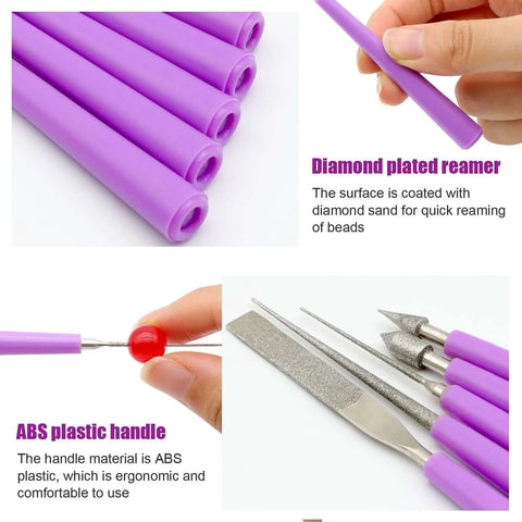 Bead Reamer Set For Jewelry Making Five Piece Stainless Steel Bead Hole Enlarger Tool With Acrylic Handles usage examples