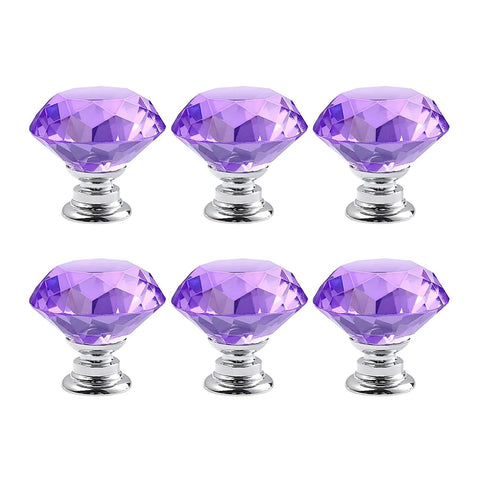 purple glass dresser knobs Luxury Diamond purple Crystal Drawer Knob Handle Glass Dresser Silver Pulls