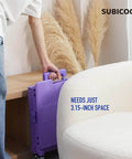Foldable Utility Cart With Lid Four Wheel 360 Rotating Design Grab And Go Portable Hand Truck For Grocery Shopping Office Storage Collapsible Trolley On Wheels Brake For Safety Purple stored in small space.
