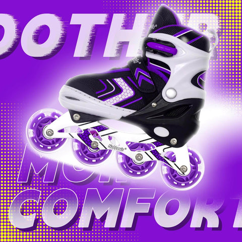 8-Pack Inline Skate Wheels 64mm With Bearings For Indoor And Outdoor Replacement - High-Performance 82A Polyurethane, Purple