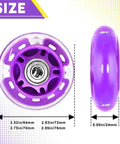 8-Pack Inline Skate Wheels 64mm With Bearings For Indoor And Outdoor Replacement - High-Performance 82A Polyurethane Purple