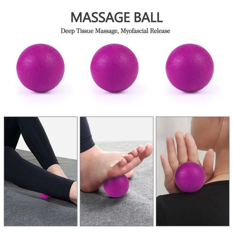 Purple massage ball from 5 in 1 Foam Roller Set With Trigger Point Roller Massage Stick Massage Ball And Resistance Band for muscle relief