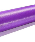 Purple medium firm round PE foam roller for Pilates yoga stretching, available in 12 to 36 inch sizes, durable non-slip construction.