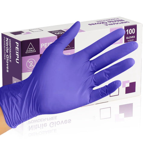 Heavy Duty Nitrile Gloves Disposable Powder Free Latex Free Rubber Free Ultra Strong For Food Handling Medium Size 100 Count