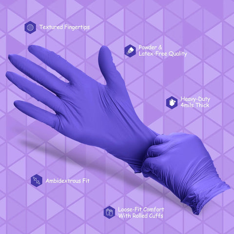 Heavy Duty Nitrile Gloves Disposable Powder Free Latex Free Rubber Free Ultra Strong for Food Handling Medium Size