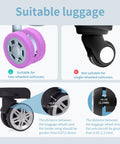 Silicone Luggage Wheel Covers Protector Set For Travel And Office Chair Casters Wear Resistant Anti Noise Purple Covers