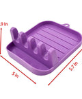 Purple 5 in x 5.7 in x 1.9 in Spatula Rack holder with 4-cassette design for kitchen and outdoors, part of 2-piece green and purple set