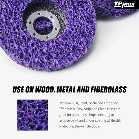 4 1/2 Inch Stripping Discs Seven Eighths Inch Arbor For Angle Grinder Purple Rust Remover Wheel Paint And Oxidation Removal