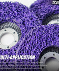 Close-up of purple 4 1/2 Inch Stripping Discs Seven Eighths Inch Arbor For Angle Grinder showing abrasive texture and multi-application use.