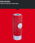 Push Button Air Coupler Female 1/4 Inch NPT Quick Disconnect for Industrial and Automotive Air Lines, red casing, front view