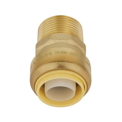 Two Pack Three Quarter Inch Push To Connect Male Adapters For Copper PEX CPVC And PE-RT Pipes With Disconnect Front View