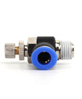 Push To Connect Air Flow Control Valve Pack Of Ten One Quarter Inch Tube Outer Diameter To One Eighth Inch NPT 90 Degree Elbow Speed