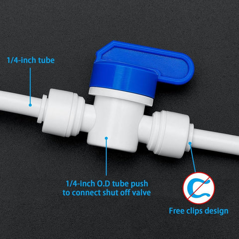 12 Pack 1/4 Inch Push To Connect Ball Valves Plug And Play Inline Shut Off Quick Connect Fittings For 1/4 Inch OD Tubing