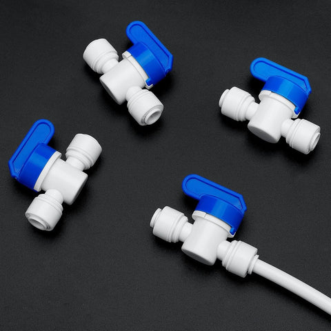 Set of 12 Pack 1/4 Inch Push To Connect Ball Valves Plug And Play Inline Shut Off Quick Connect Fittings for 1/4 Inch OD Tubing in RO DI Systems