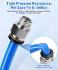 Close-up of 12 Pack Push To Connect Fittings Three Eighths Inch OD To One Quarter Inch NPT Quick Connect Air Line Fittings showing tight pressure seal