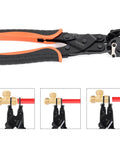 Push to Connect Removal Tool for 1/2, 3/4, and 1 Inch Fittings with black and orange handle, shown with attached fittings