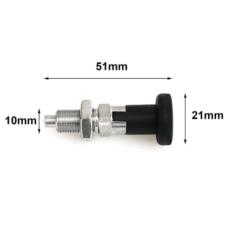 Side view of Push Fit Ball Nose Spring Plunger With Stainless Steel Spring Self Locking Knob For Precision Indexing M10, 1 Pack